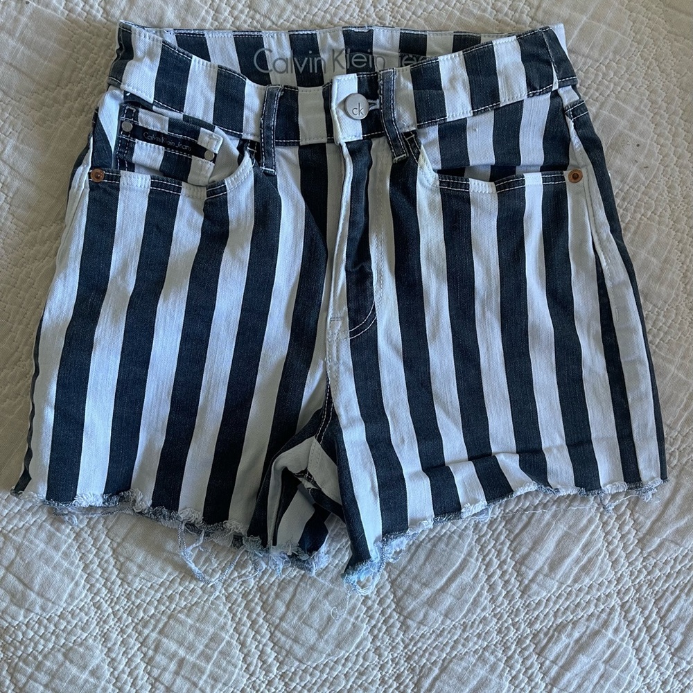Calvin Klein Striped Denim Shorts